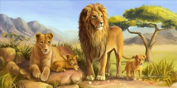 動物 Painting - ライオン漫画